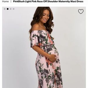 Pink blush light rose floral maternity maxi dress